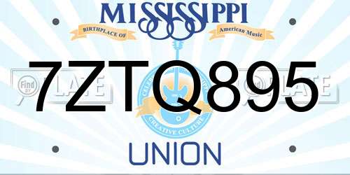 7ZTQ895 Mississippi License Plate
