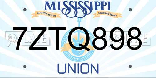 7ZTQ898 Mississippi License Plate