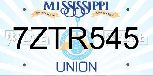 7ZTR545 Mississippi License Plate