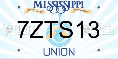 7ZTS13 Mississippi License Plate