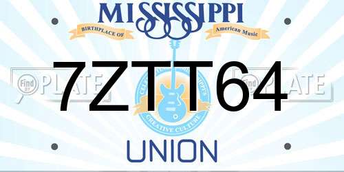 7ZTT64 Mississippi License Plate