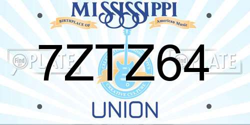 7ZTZ64 Mississippi License Plate