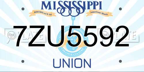 7ZU5592 Mississippi License Plate