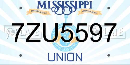 7ZU5597 Mississippi License Plate