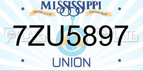 7ZU5897 Mississippi License Plate
