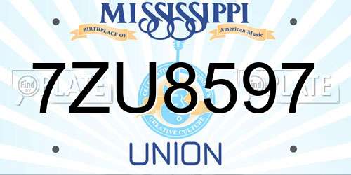 7ZU8597 Mississippi License Plate