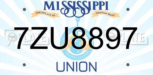 7ZU8897 Mississippi License Plate