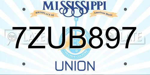 7ZUB897 Mississippi License Plate