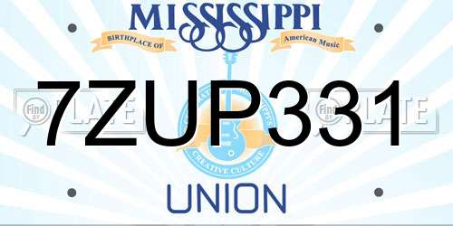 7ZUP331 Mississippi License Plate