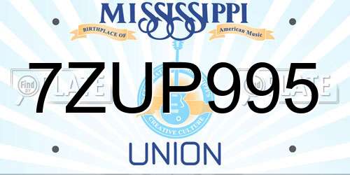 7ZUP995 Mississippi License Plate