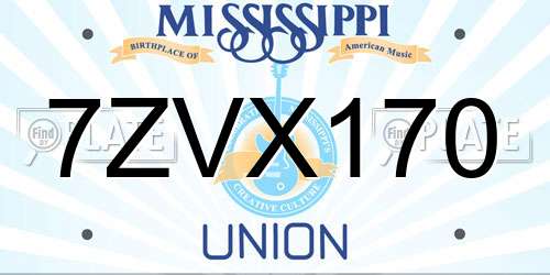7ZVX170 Mississippi License Plate