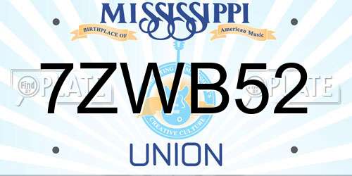 7ZWB52 Mississippi License Plate