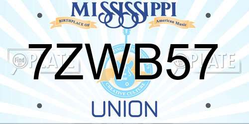 7ZWB57 Mississippi License Plate