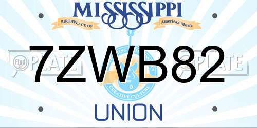 7ZWB82 Mississippi License Plate