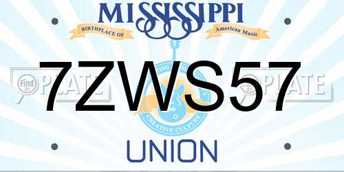 7ZWS57 Mississippi License Plate