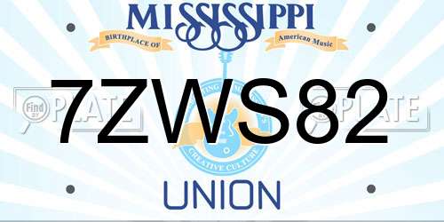 7ZWS82 Mississippi License Plate