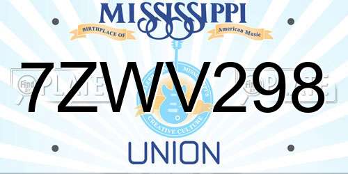 7ZWV298 Mississippi License Plate