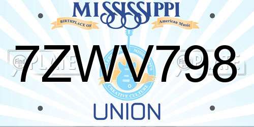 7ZWV798 Mississippi License Plate