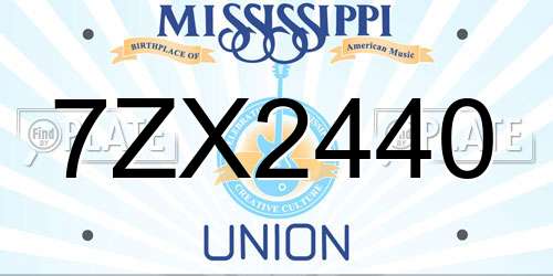 7ZX2440 Mississippi License Plate