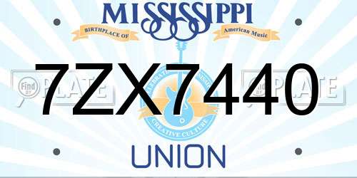 7ZX7440 Mississippi License Plate