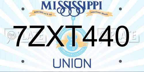 7ZXT440 Mississippi License Plate