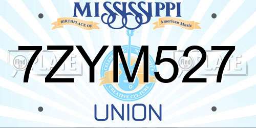 7ZYM527 Mississippi License Plate