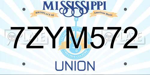 7ZYM572 Mississippi License Plate