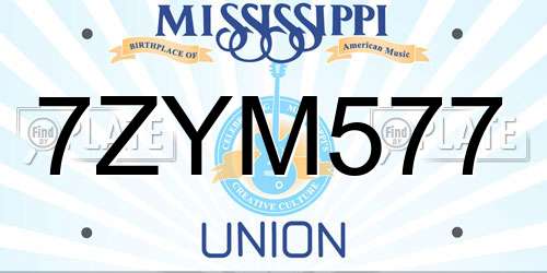 7ZYM577 Mississippi License Plate