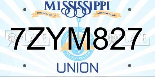 7ZYM827 Mississippi License Plate