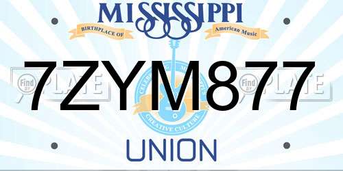 7ZYM877 Mississippi License Plate