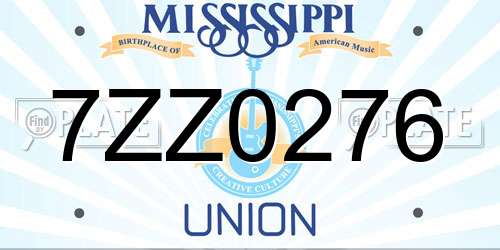 7ZZ0276 Mississippi License Plate