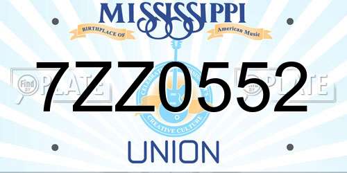 7ZZ0552 Mississippi License Plate