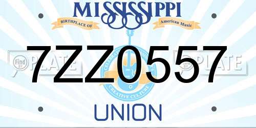 7ZZ0557 Mississippi License Plate
