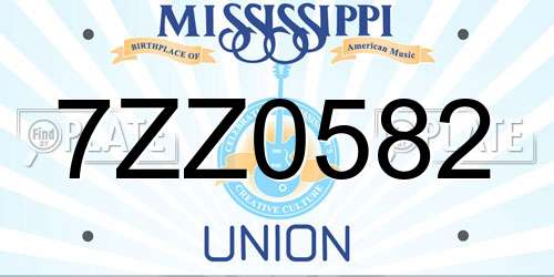 7ZZ0582 Mississippi License Plate