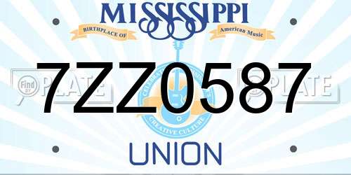 7ZZ0587 Mississippi License Plate