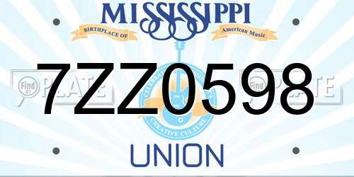 7ZZ0598 Mississippi License Plate