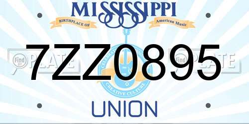7ZZ0895 Mississippi License Plate