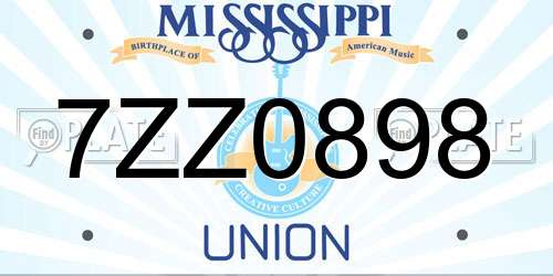 7ZZ0898 Mississippi License Plate