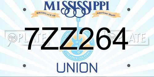 7ZZ264 Mississippi License Plate