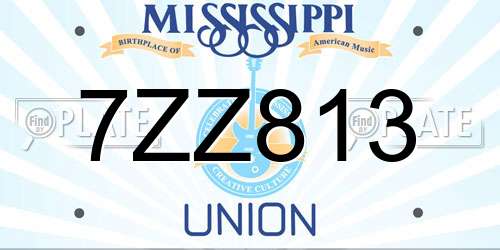 7ZZ813 Mississippi License Plate