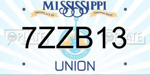 7ZZB13 Mississippi License Plate