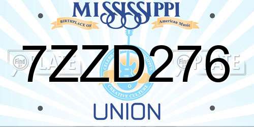 7ZZD276 Mississippi License Plate