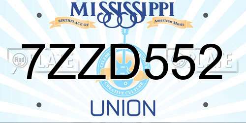 7ZZD552 Mississippi License Plate