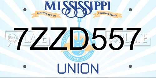 7ZZD557 Mississippi License Plate