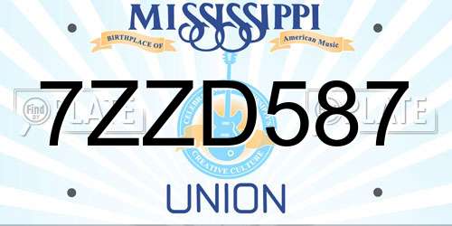 7ZZD587 Mississippi License Plate