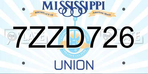 7ZZD726 Mississippi License Plate