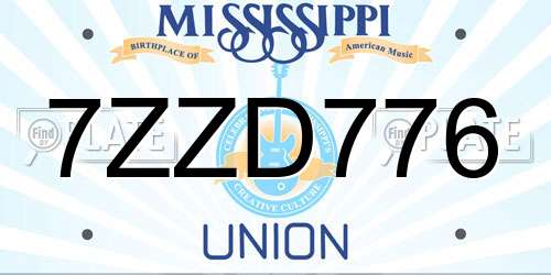 7ZZD776 Mississippi License Plate