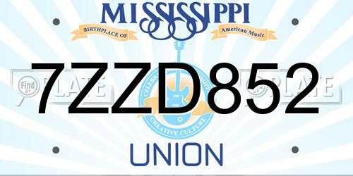 7ZZD852 Mississippi License Plate