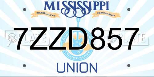 7ZZD857 Mississippi License Plate