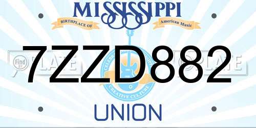 7ZZD882 Mississippi License Plate